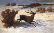 Gustave Courbet The deer running in the snow oil painting picture wholesale